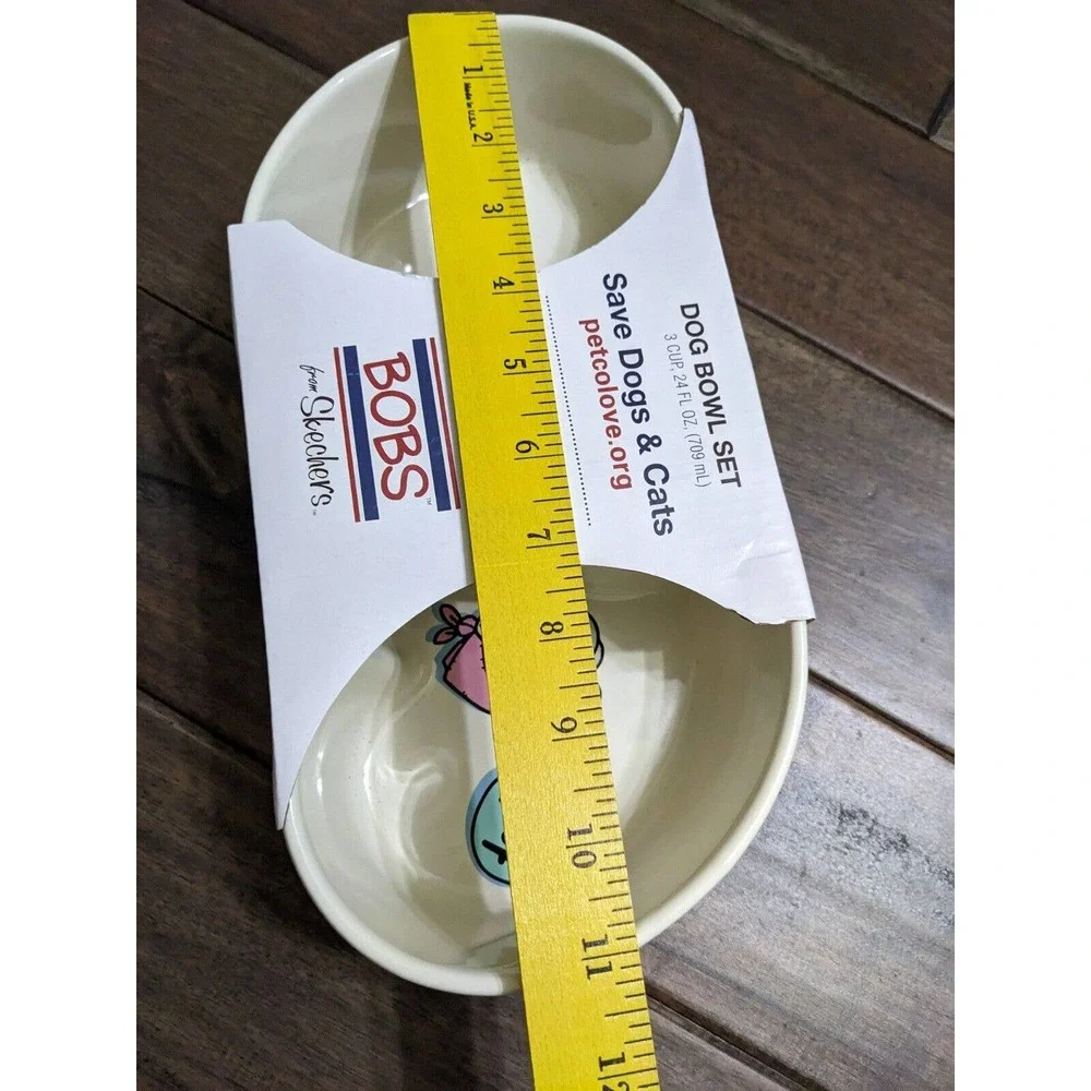 Bobs For Dogs By Skechers Heart Love Dog Bowls Ceramic Sip Snack Bowl Set new
